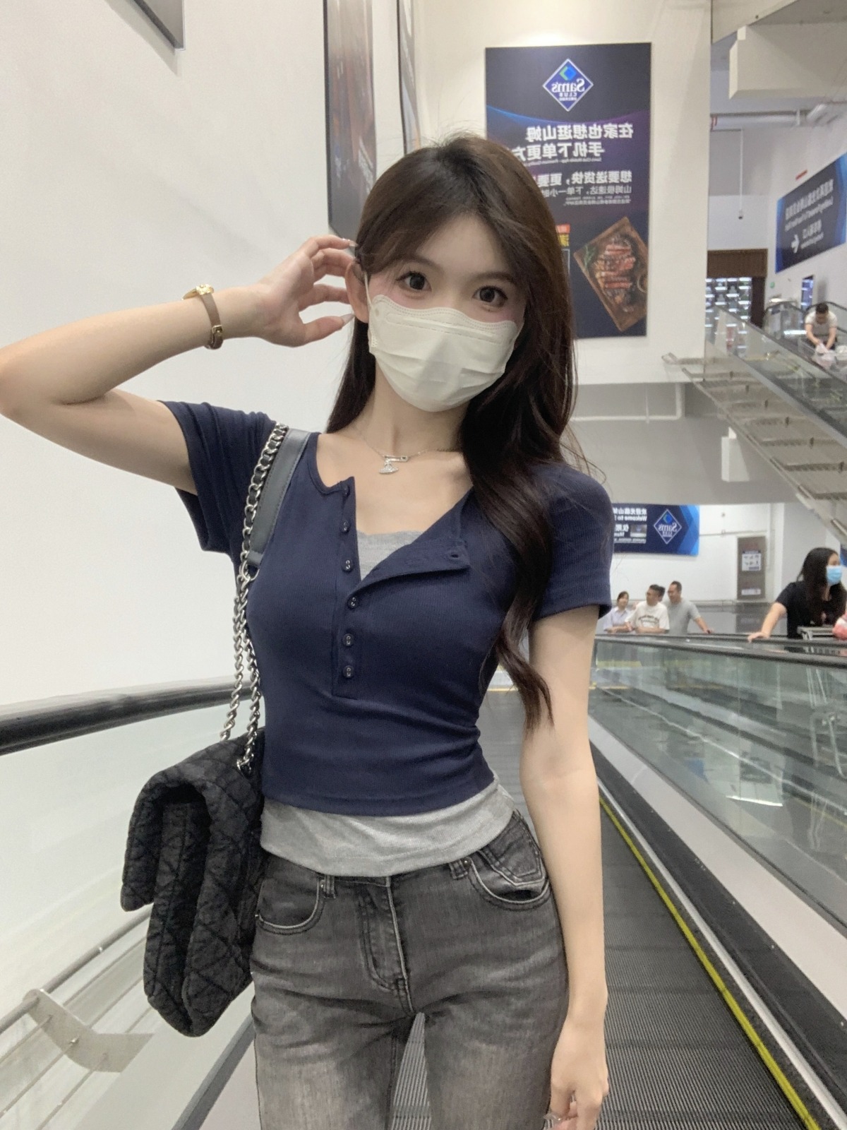 設計感美式辣妹假兩件短袖t恤女夏季短款甜辣跳舞爵士舞蹈上衣