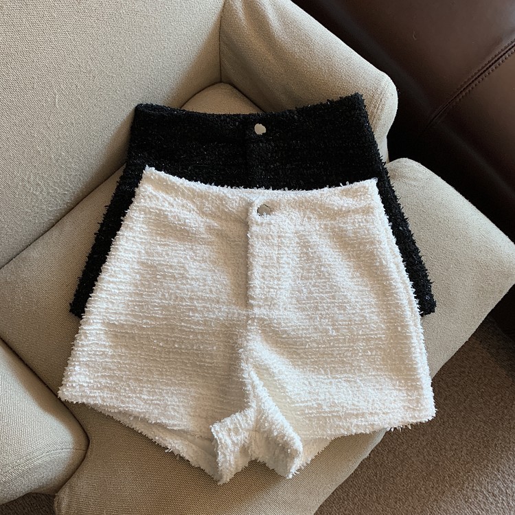 Photographed Autumn/Winter High-Waist Versatile Plaid Shorts Fashion Boot Pants