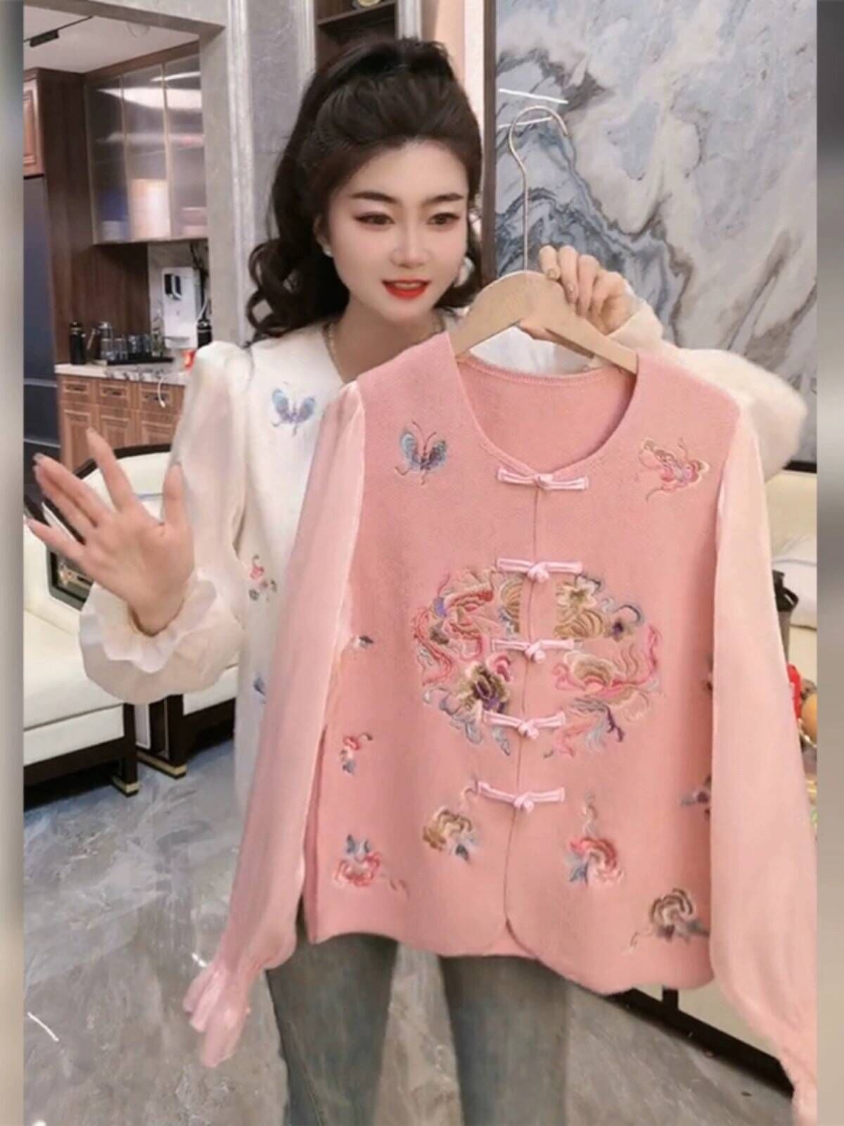 新中式唐裝中國風女裝白色盤扣上衣2024春款設計感小個子