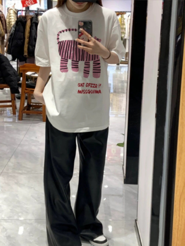 oversize寬鬆潮酷小眾設計感bf慵懶風短袖T恤2024夏季新款上衣女