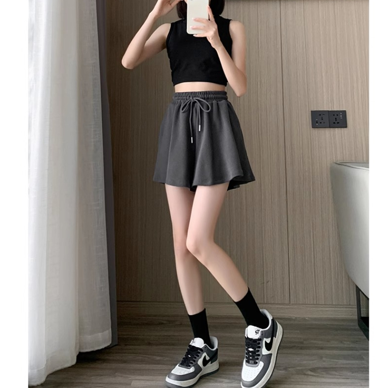 黑色休閒裙褲女夏季大碼胖妹妹mm梨形身材遮胯顯瘦小個子闊腿短褲