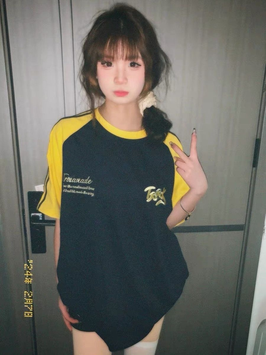 刺秀 羅紋領口純棉200克精梳緊密賽絡紡短袖t恤女