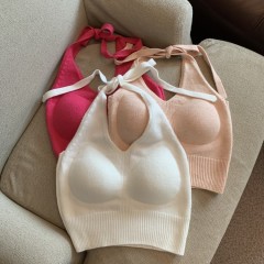 Autumn and winter fashion hot girl dopamine halter neck sling