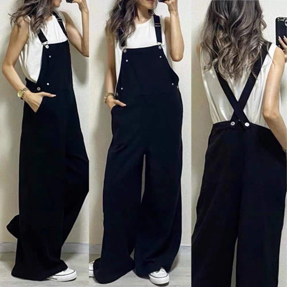 Summer new large size fat mm denim overalls heavy industry straight wide leg loose student pants M-5XL 200 pounds