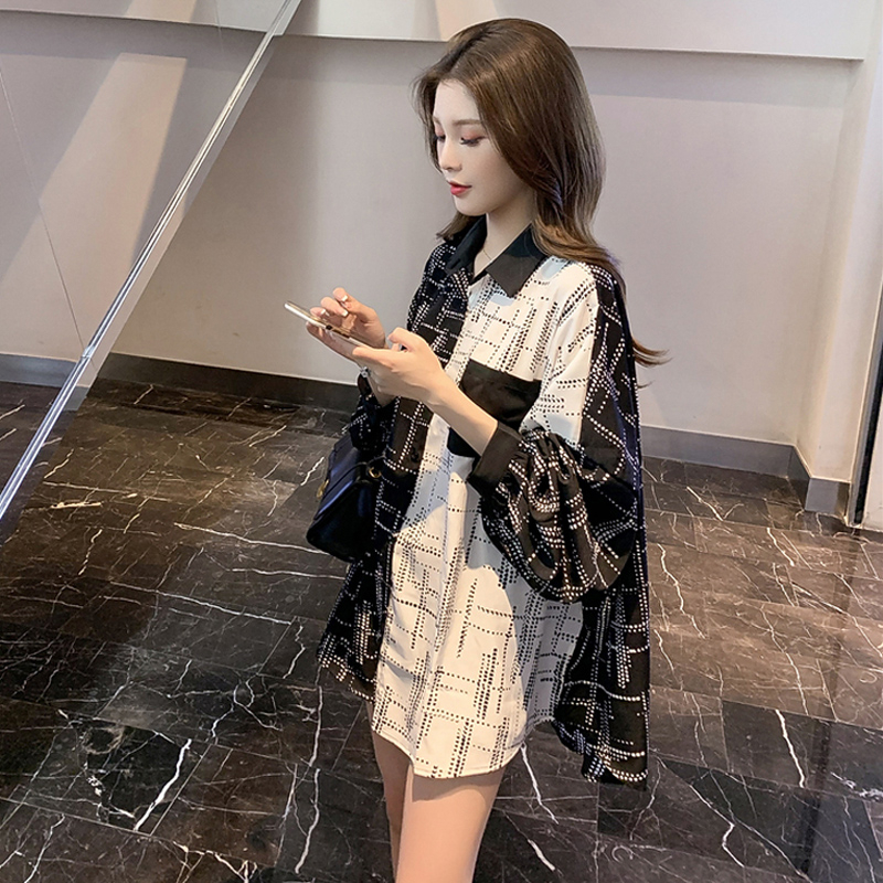冰感防曬質量格子襯衫設計感小眾長袖寬鬆上衣女