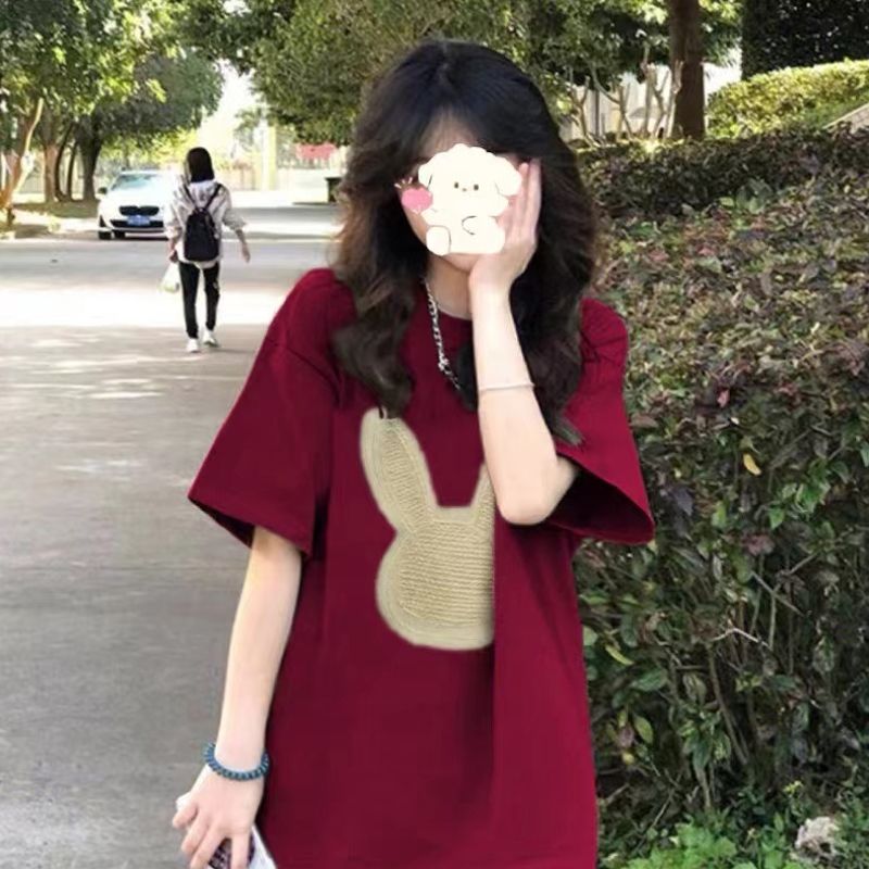 純棉200克質量240斤大碼發泡印花小眾t恤女