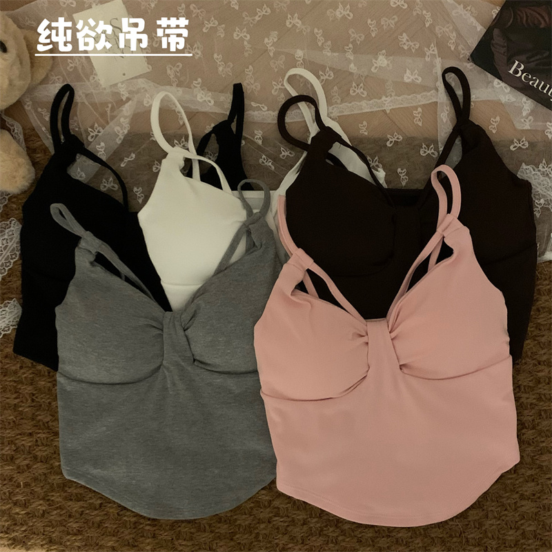 Actual shot ~ Pure desire sexy slim camisole for women solid color simple inner wear outer top