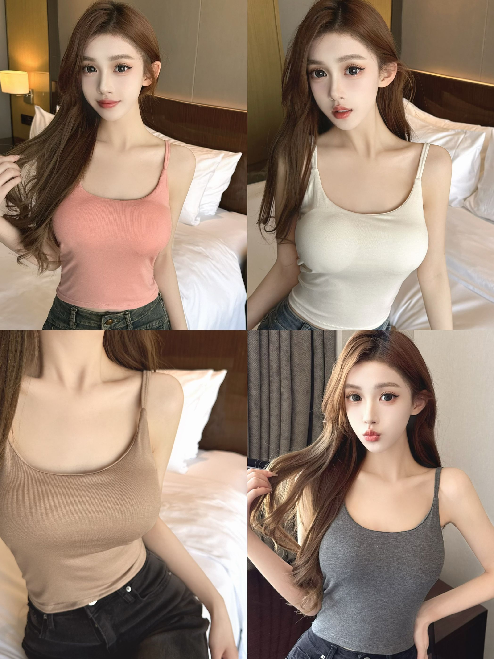 實拍  自帶2.5外擴bra顯胸上衣女內搭吊帶背心性感短款上衣女