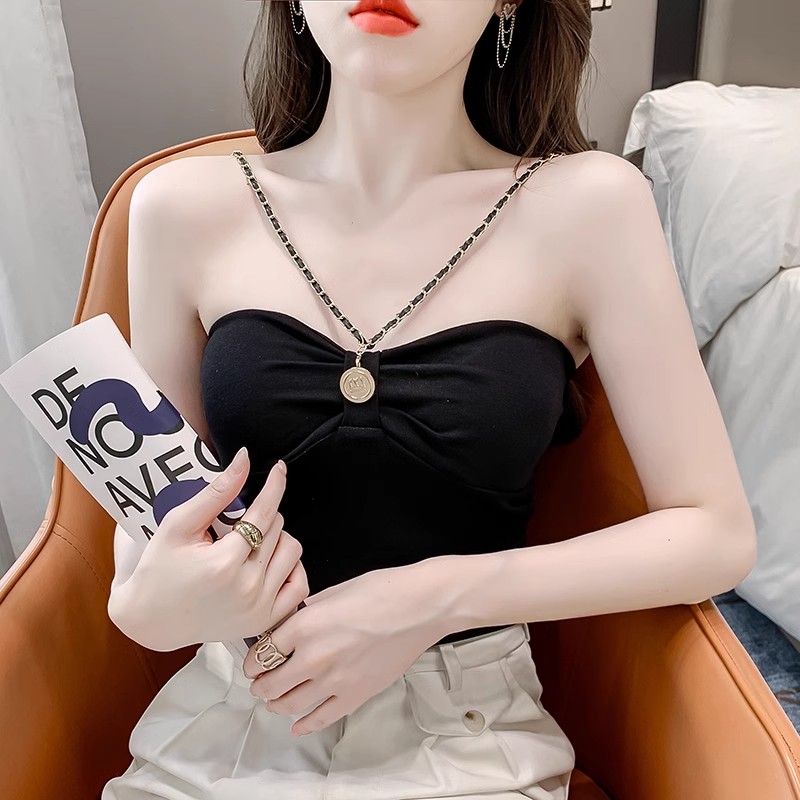 天貓品質掛脖露肩小吊帶背心女2024年新款外穿美背性感上衣