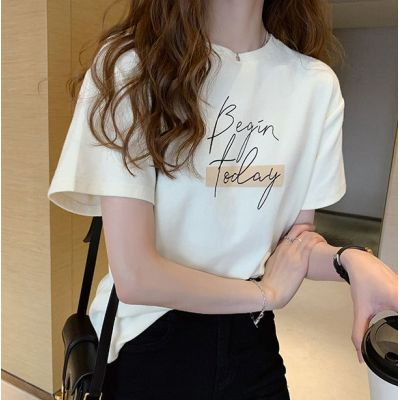 短袖t恤女寬鬆韓版ins潮2024春夏季新款中長款半袖上衣ins潮