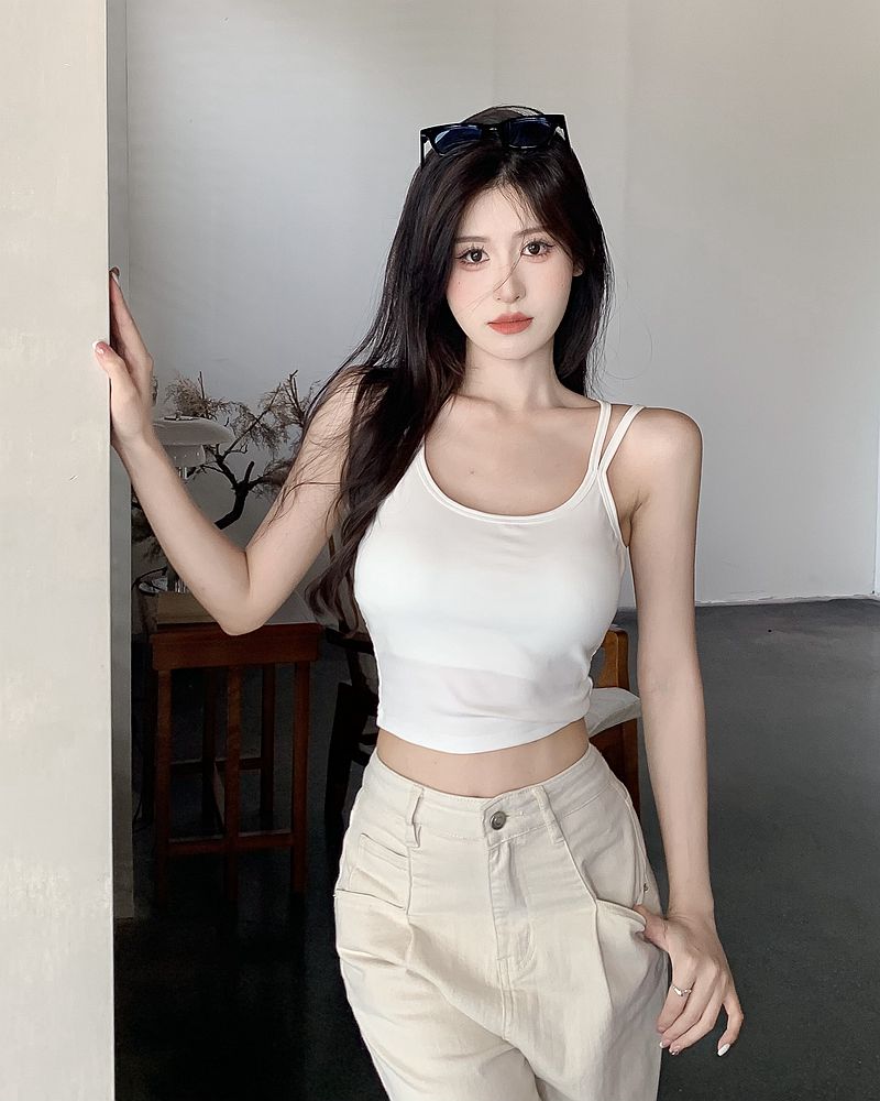 實拍趙露思同款吊帶背心女自帶胸墊免穿bra純欲風短款上衣