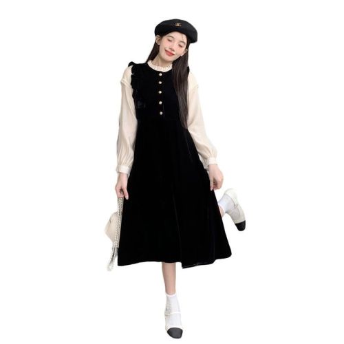 秋冬大码女装法式复古显瘦中长款小香风气质修身黑色连衣裙子