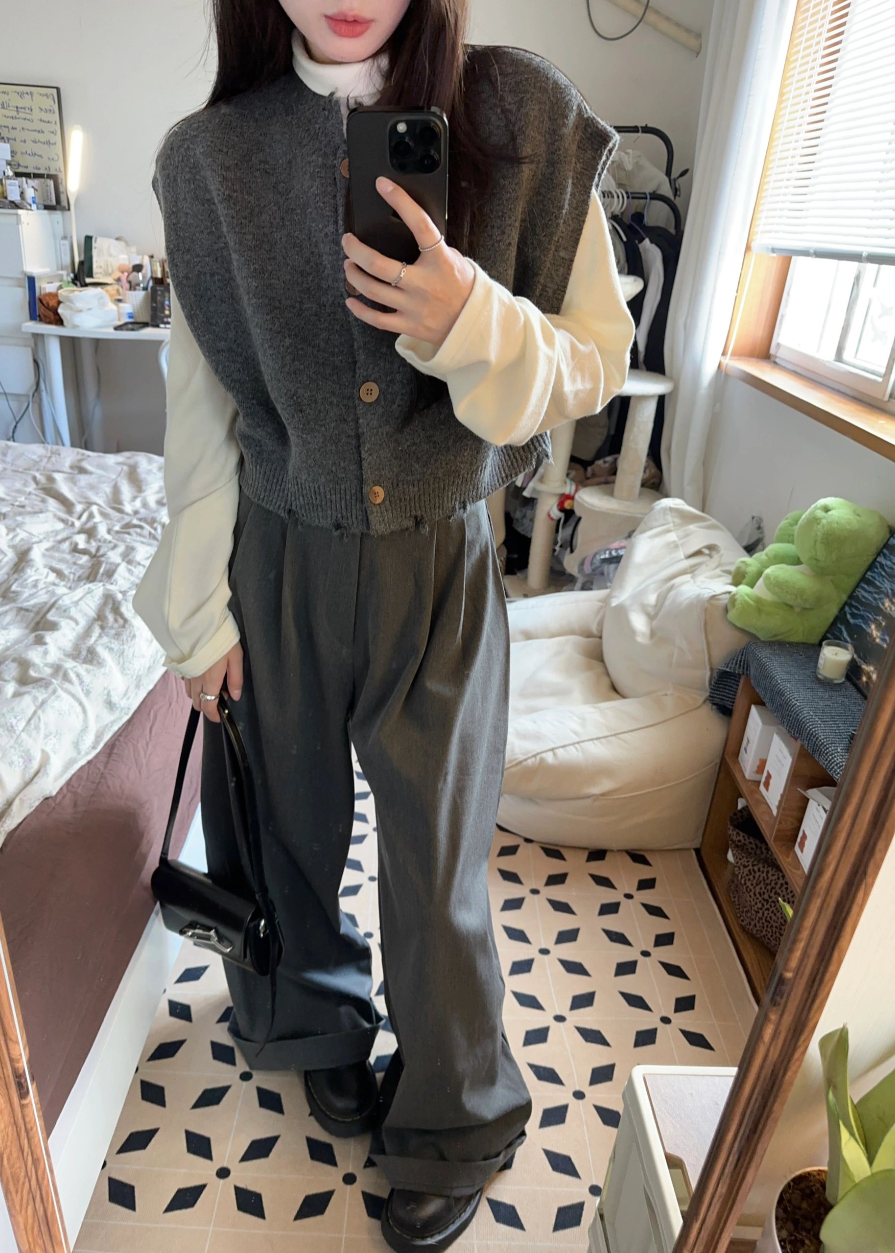 鹽系穿搭韓系甜酷馬甲 寬鬆氣質針織毛衣開衫外搭無袖疊搭背心女