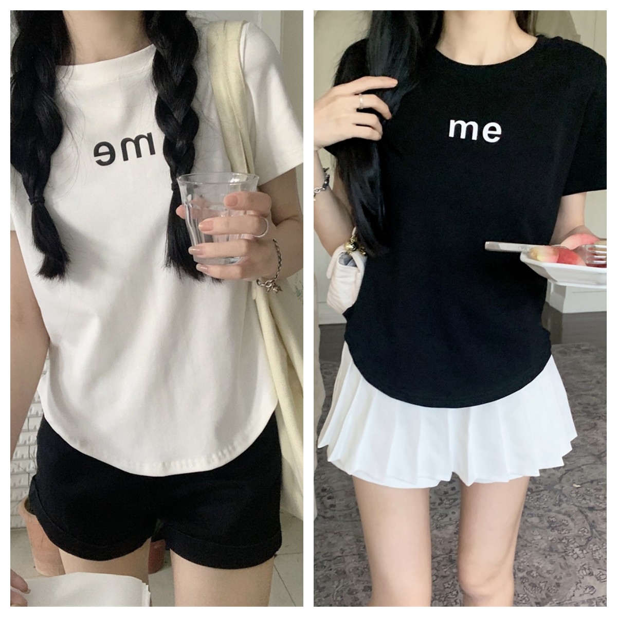 7867 real shot ~Large size women's summer slimming and flesh-covering letter print design irregular short-sleeved right shoulder T-shirt