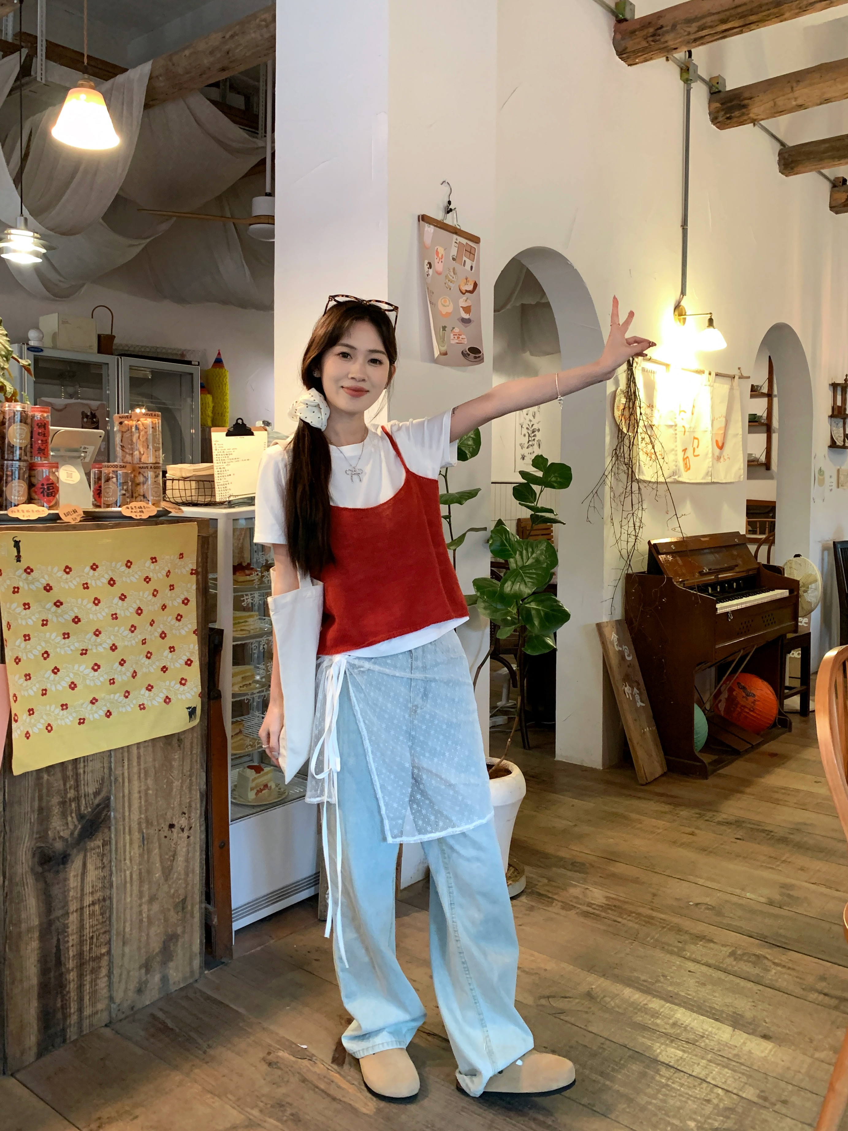 實拍春季韓系疊穿單品洋氣百搭短款針織小吊帶背心女屁簾套裝