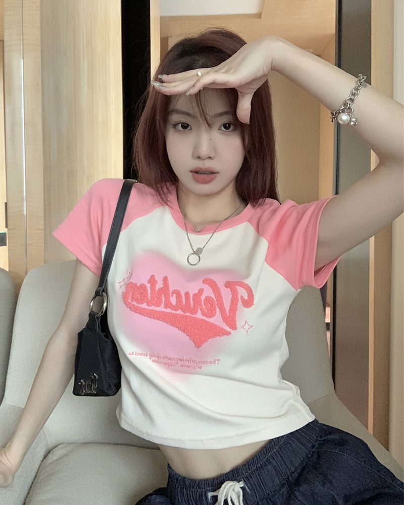 後包條260克莫代爾人棉螺紋 新款短袖t恤女植絨+印花天貓質量