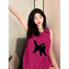 210克後包條 春夏季寬鬆純棉印花無袖背心女