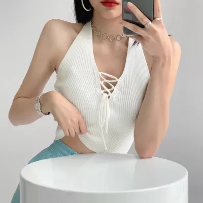 2024 Summer Color Palette Love Button Knitted Camisole Summer Slimming Color Camisole for Women