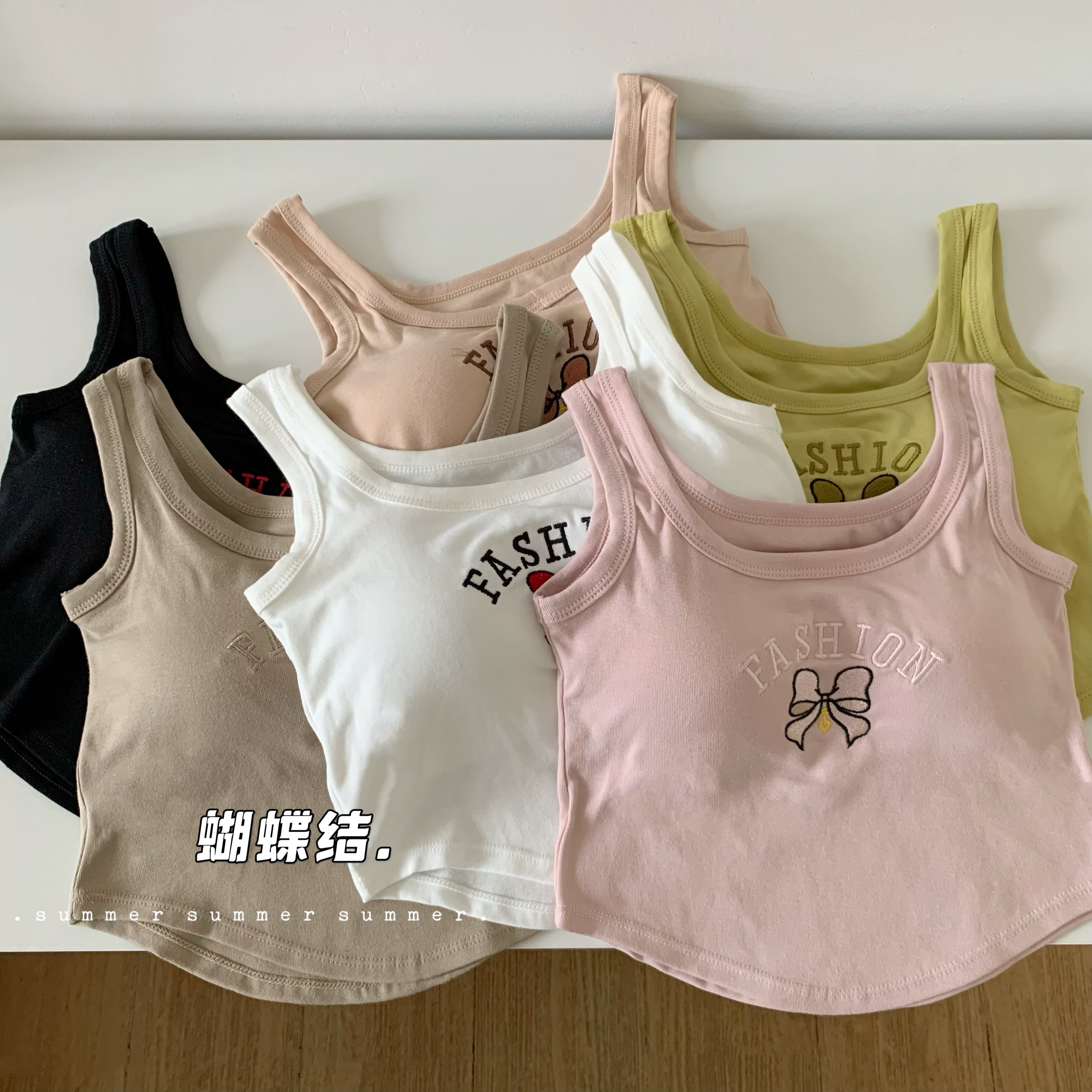 蝴蝶結設計感吊帶背心辣妹風內搭外穿修身短款上衣