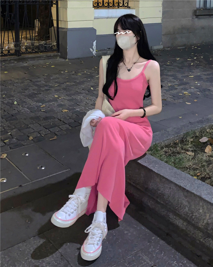 連衣裙女夏季新款外穿辣妹chic收腰修身內搭氣質長裙