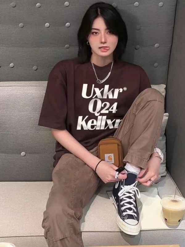 美式嘻哈街頭風情侶裝短袖夏季純棉百搭休閒復古寬鬆T恤上衣打底
