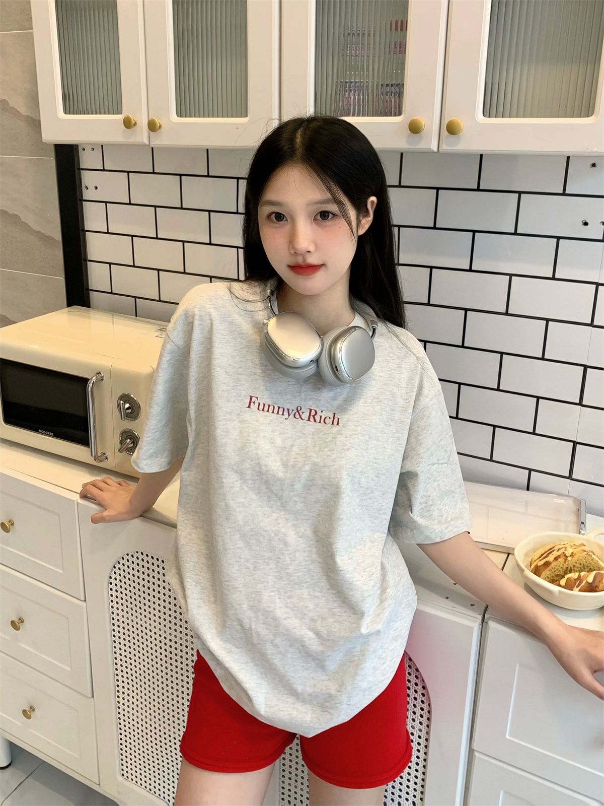 實拍# 夏季小個子韓版寬鬆短袖T恤女