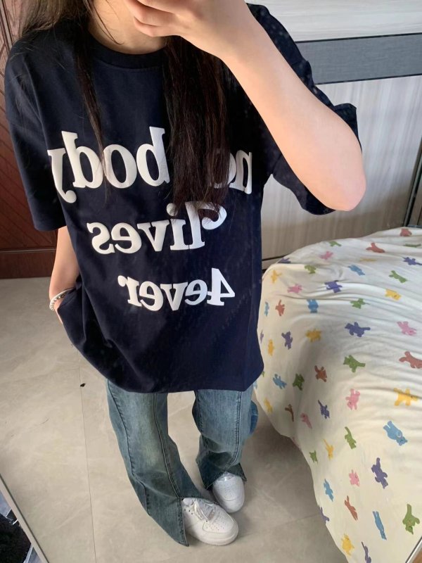 100%純棉國潮牌字母印花短袖t恤女夏季新款寬鬆情侶美式復古上衣