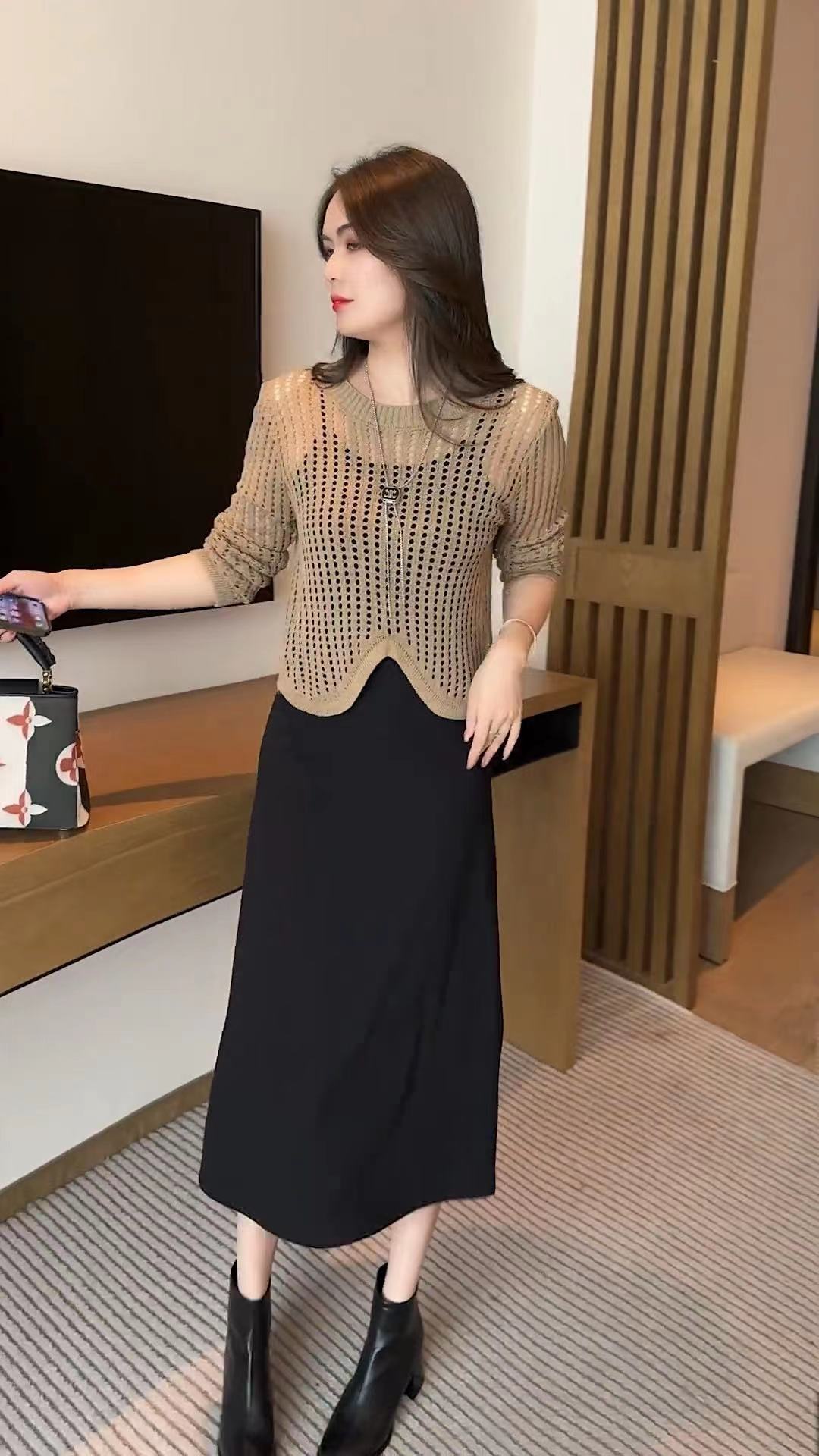 春夏新款2024罩衫鏤空不規則設計感防曬長袖針織衫女潮流百搭寬鬆