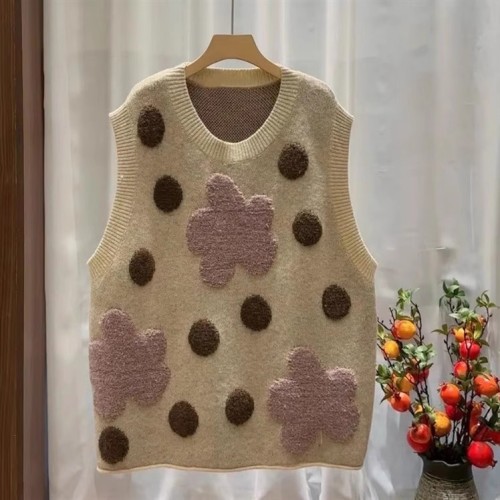 Korean style Mori style literary flower embroidery knitted vest for women autumn and winter new loose and sweet age-reducing sweater vest