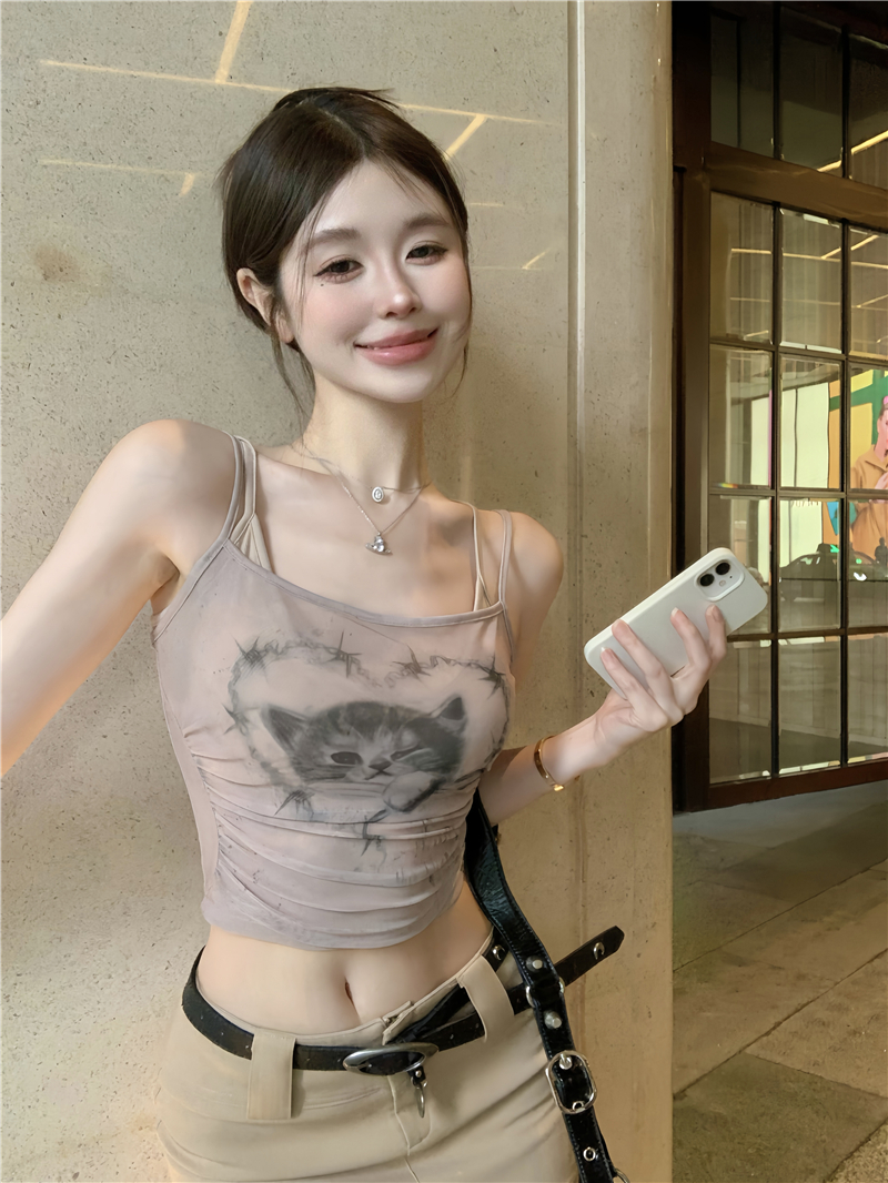 實拍~設計感連衣裙女純欲包臀修身性感收腰吊帶裙假兩件上衣