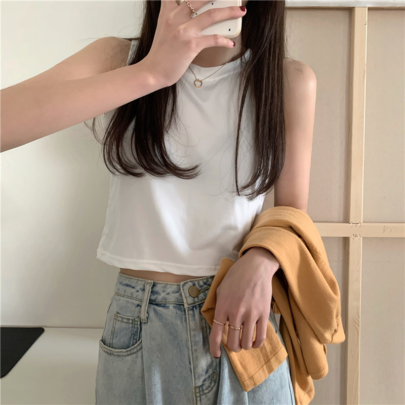 實拍 新款背心女夏外穿內搭百搭打底衫純色工字短款夏季潮