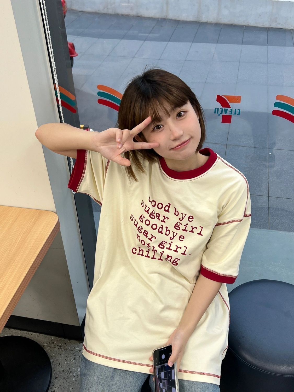 羅紋領口純棉200克精梳緊密賽絡紡短袖t恤女