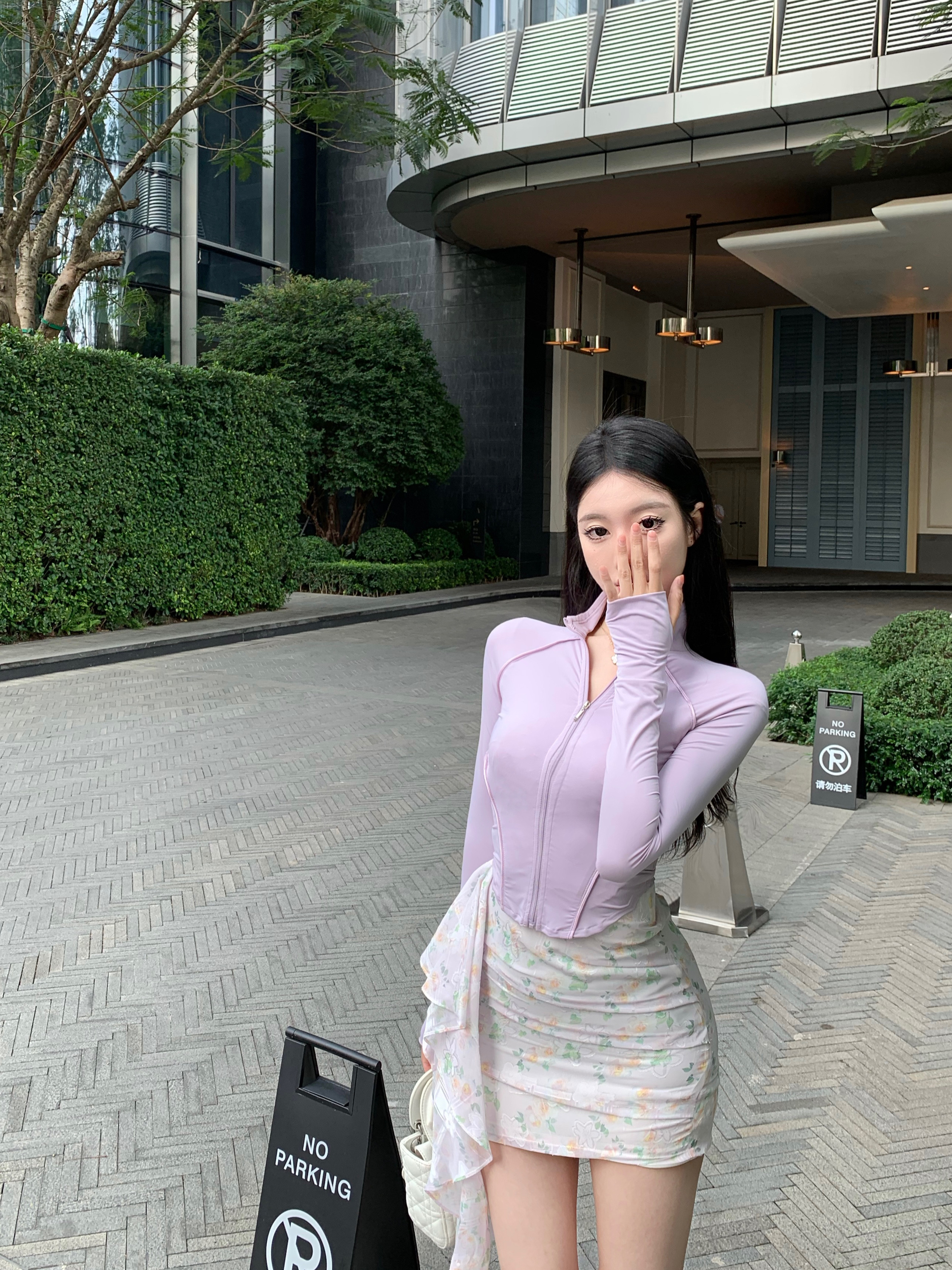實拍 暈染印花連衣裙壓褶碎花裙 冰絲修身防曬衣