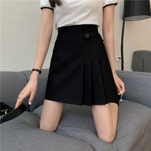 Actual shot of 2024 spring and summer new high-waisted A-line pleated skirt for women
