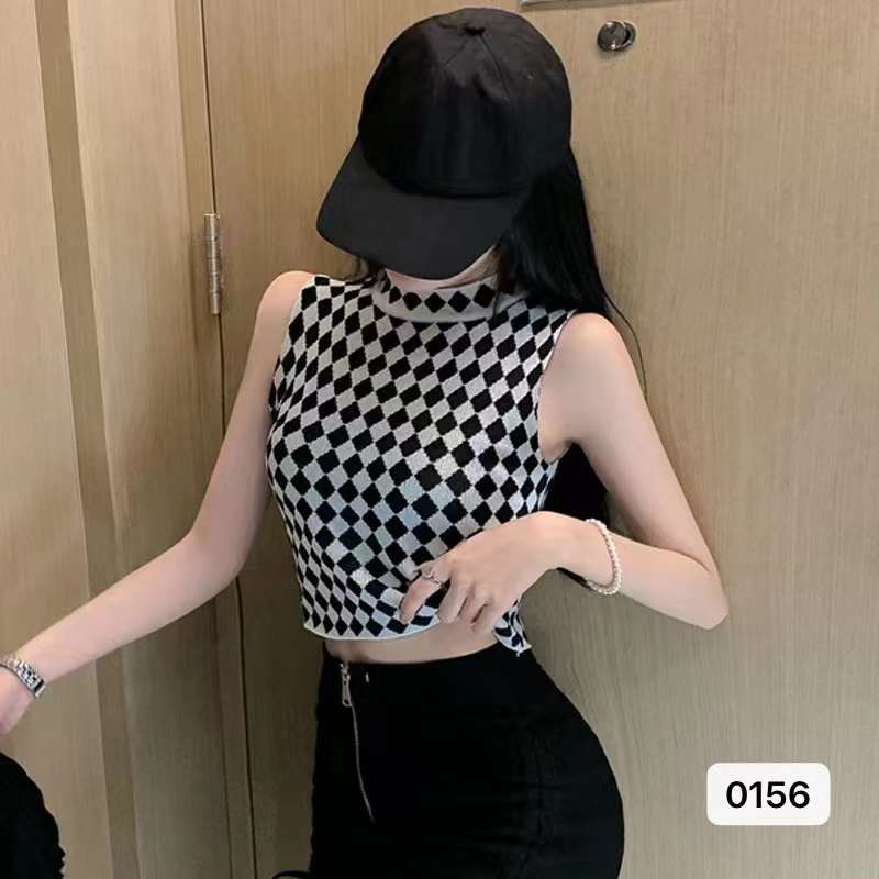 露肩氣質圓領時尚復古高腰背心針織打底衫女百搭顯瘦小背心