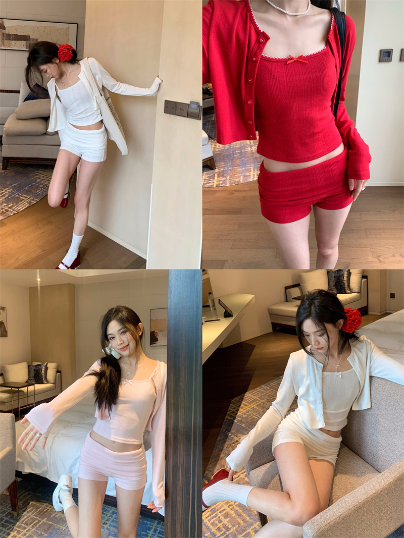 Actual shot: 50088 cardigan suspender two-piece set + 50089 shorts give me a warm and bright summer sweet and spicy suit