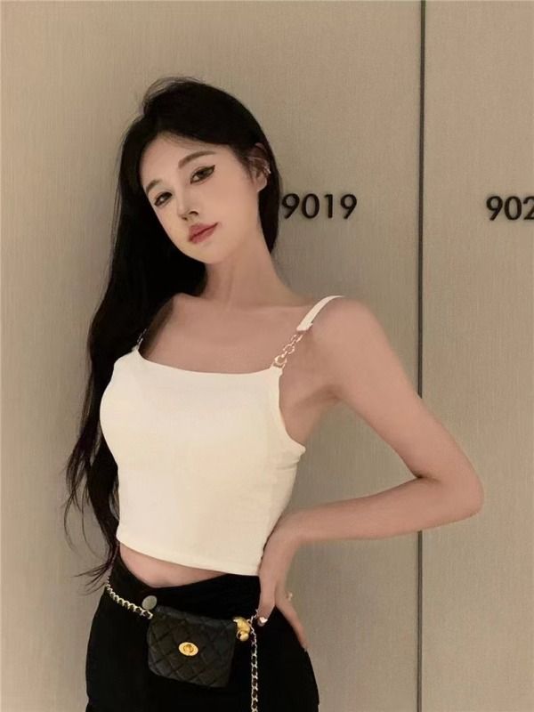 2024新款辣妹小吊帶背心女內搭性感美式打底無袖帶胸墊上衣