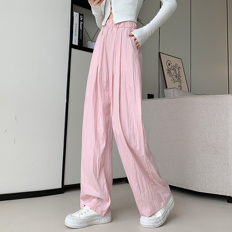 Real shot of apricot Tencel wide-leg pants for women in summer thin high-waist drapey sun protection pants Yamamotomatsu straight casual pants