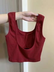 馨幫幫 自製上衣短款小眾設計感外穿內搭2024夏季紐扣無袖背心女