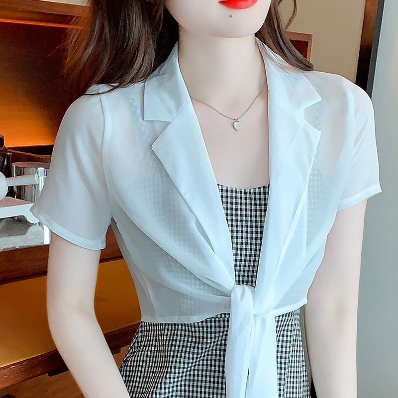 Has shipped small shawl coat women's 2024 spring and summer new style waistcoat all-match chiffon sun protection clothing short outer cardigan