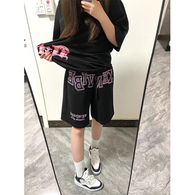 原版做工~重工刺繡美式復古潮牌高腰寬鬆闊腿籃球運動褲休閒短褲