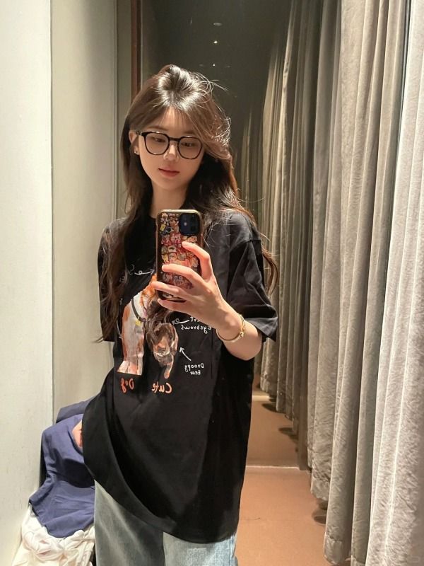 夏季新款寬鬆印花短袖T恤女上衣情侶