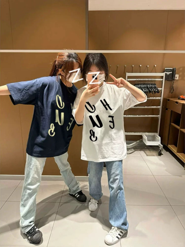 純棉夏季新款情侶裝設計感短袖t恤女寬鬆獨特别致半袖體恤衫