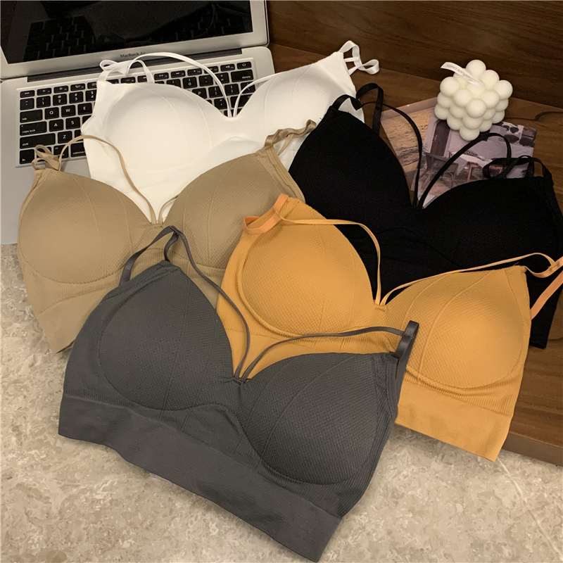 Real shot of slingback vest for women, all-in-one fixed cup tube top, anti-exposure, outer wear, bottoming bra