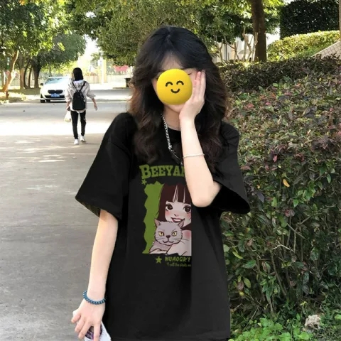 短袖t恤女寬鬆韓版ins潮2024春夏季新款中長款半袖上衣ins潮