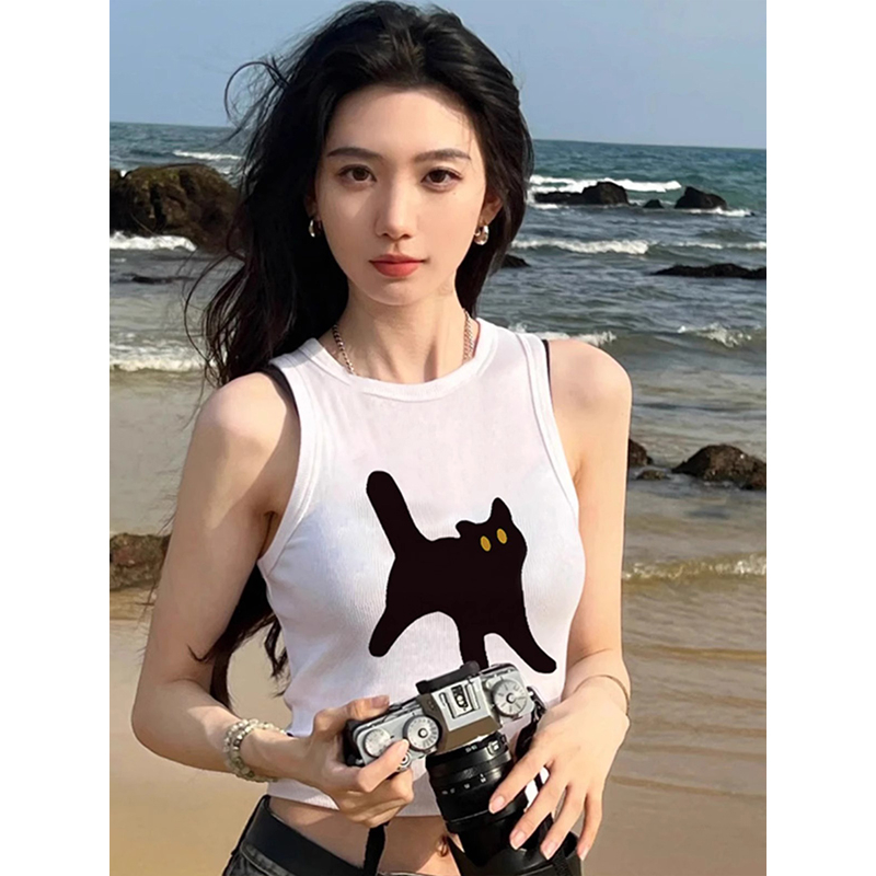 210克後包條 春夏季修身短款背心無袖t恤女