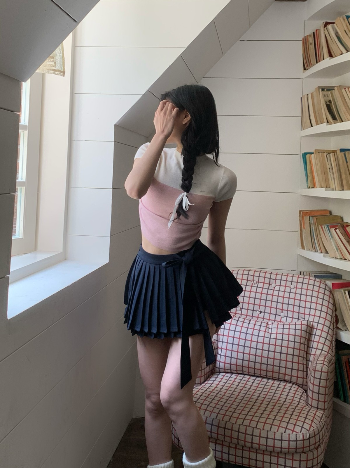 兩隻水仙 少女芭蕾 原創含9羊毛針織上衣雙層蝴蝶結百褶裙短袖