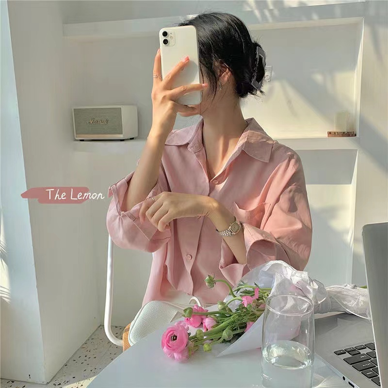 2024夏季新款復古慵懶風設計感戶外防曬襯衫女