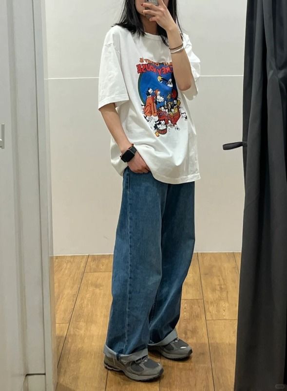 美式潮牌oversize卡通印花短袖t恤女春夏季新款寬鬆復古情侶上衣