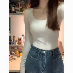 280g 1x1 ribbed double-sided plush base shirt women's autumn winter new slimming innerwear